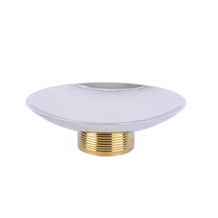 Round serving dish with spiral base - silver and gold