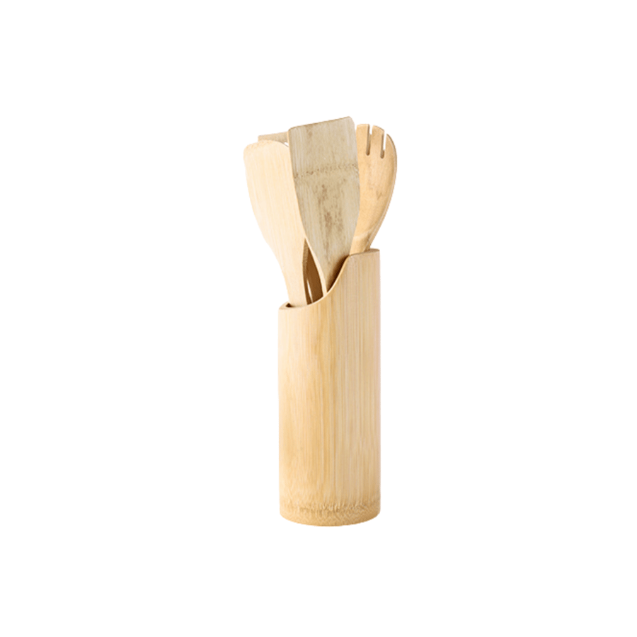 Wooden spoon set | 5 pieces with holder