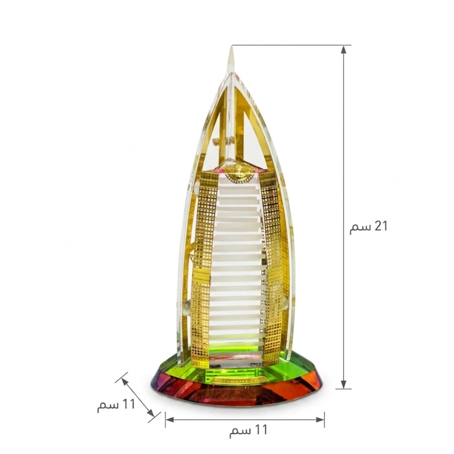 Luxurious crystal Burj Al Arab model with gold accents – an elegant decorative masterpiece for homes and offices