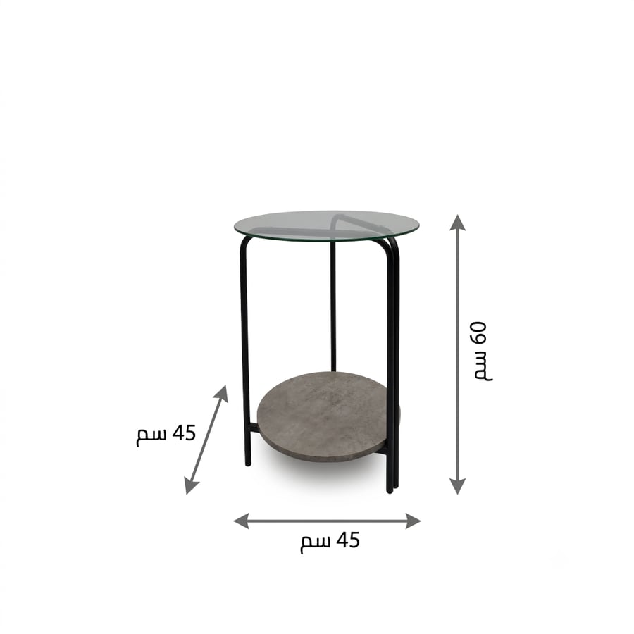 Round glass serving table with black iron base – elegant modern design for majlis and living rooms