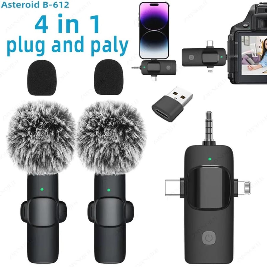 ميكروفون Lavalier لاسلكي 4 في 1