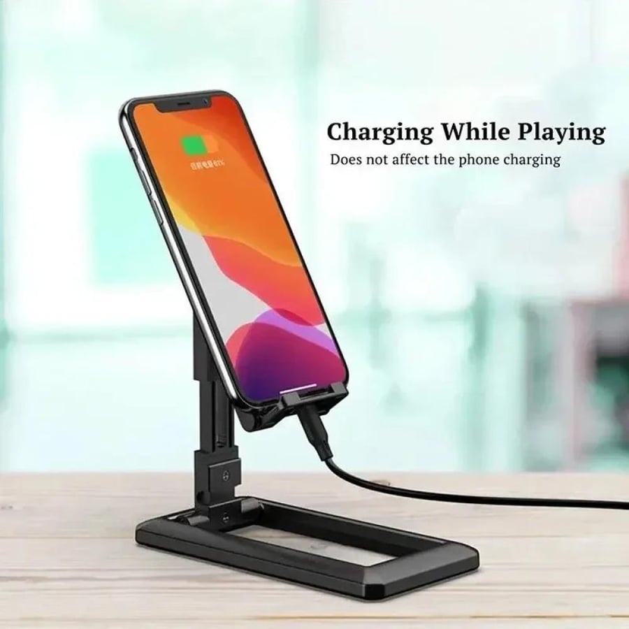 Foldable desktop phone holder