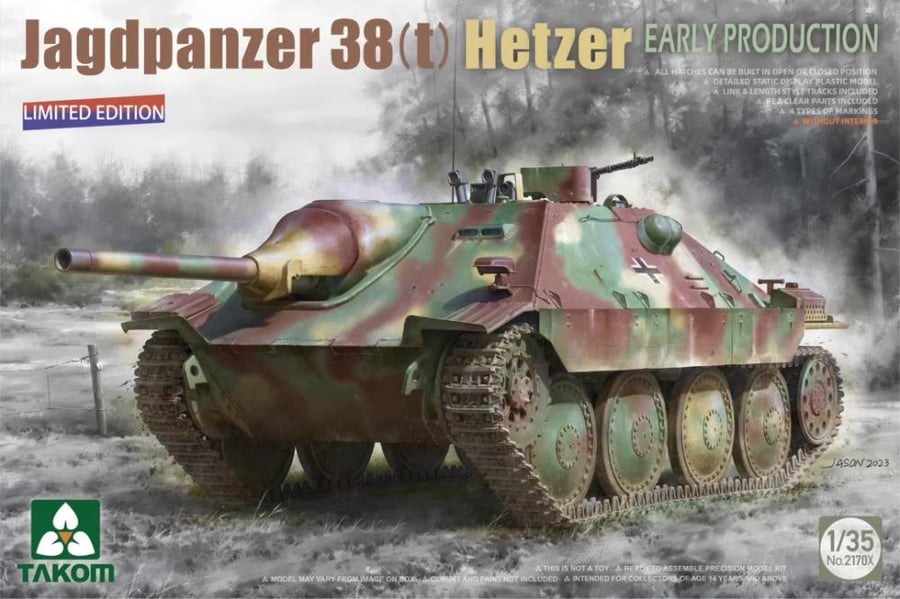 TAKOM Jagdpanzer 38T Hetzer Early Production Limited Edition Tank Model 1/35 Scale