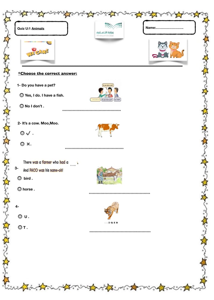 Quiz we can 1 U1 Animals