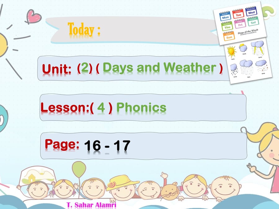 We Can1 U2 L4 Days and Weather