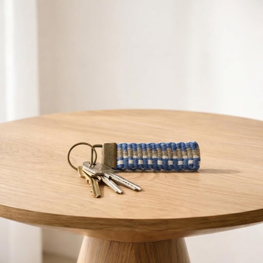 Sadu Keychain – Turquoise & Beige