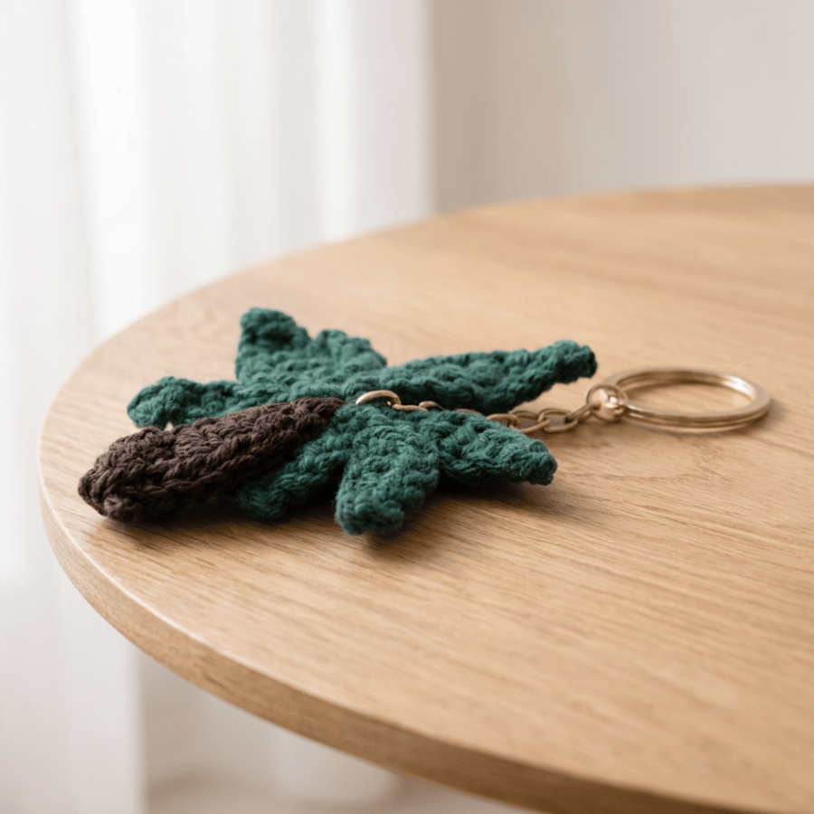 Crochet palm keychain