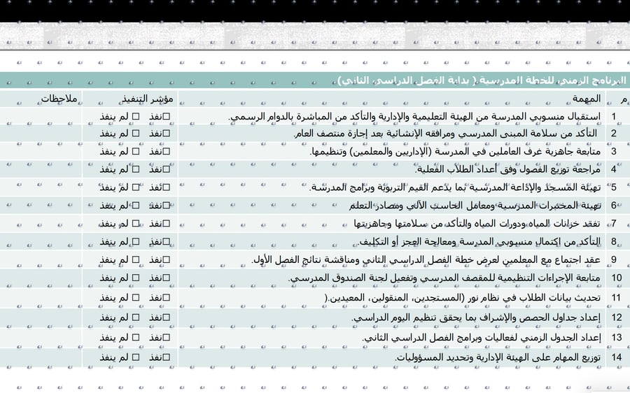 الخطة الفصلية المختصرة للترم الدراسي الاول للمدير ١٤٤٨ هـ جميع المناطق ماعدا الغربية