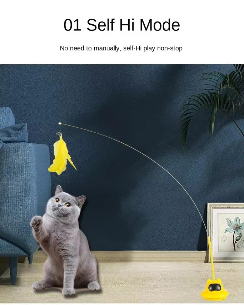 عصا تسلية للقطط أصفرCat toy - Ufo suction cup cat teaser stick