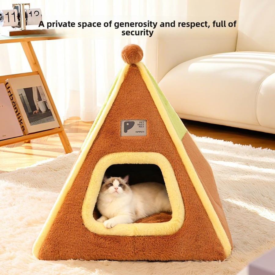 بيت مثلث للقطط رمادي Triangular nesting box for cats