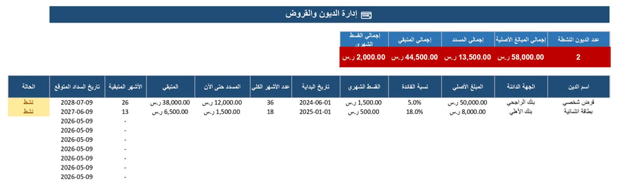 مدير الأموال الشخصية الشامل - إكسل - FinanceMaster