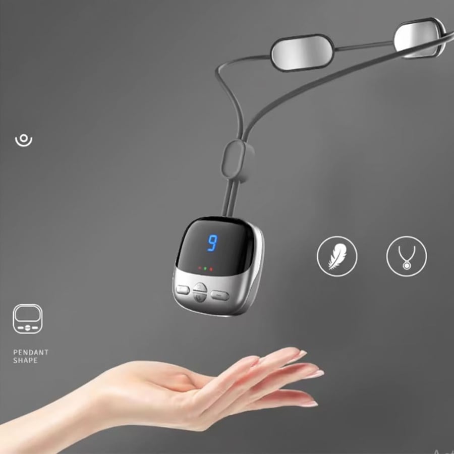 Wireless portable smart electric neck massager device - Silver color