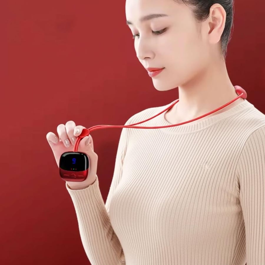 Wireless portable smart electric neck massager device - Silver color