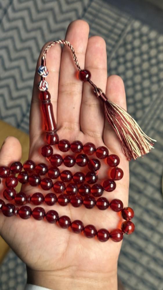 مسباح بكلايت احمر شفاف كركوشة فاخر