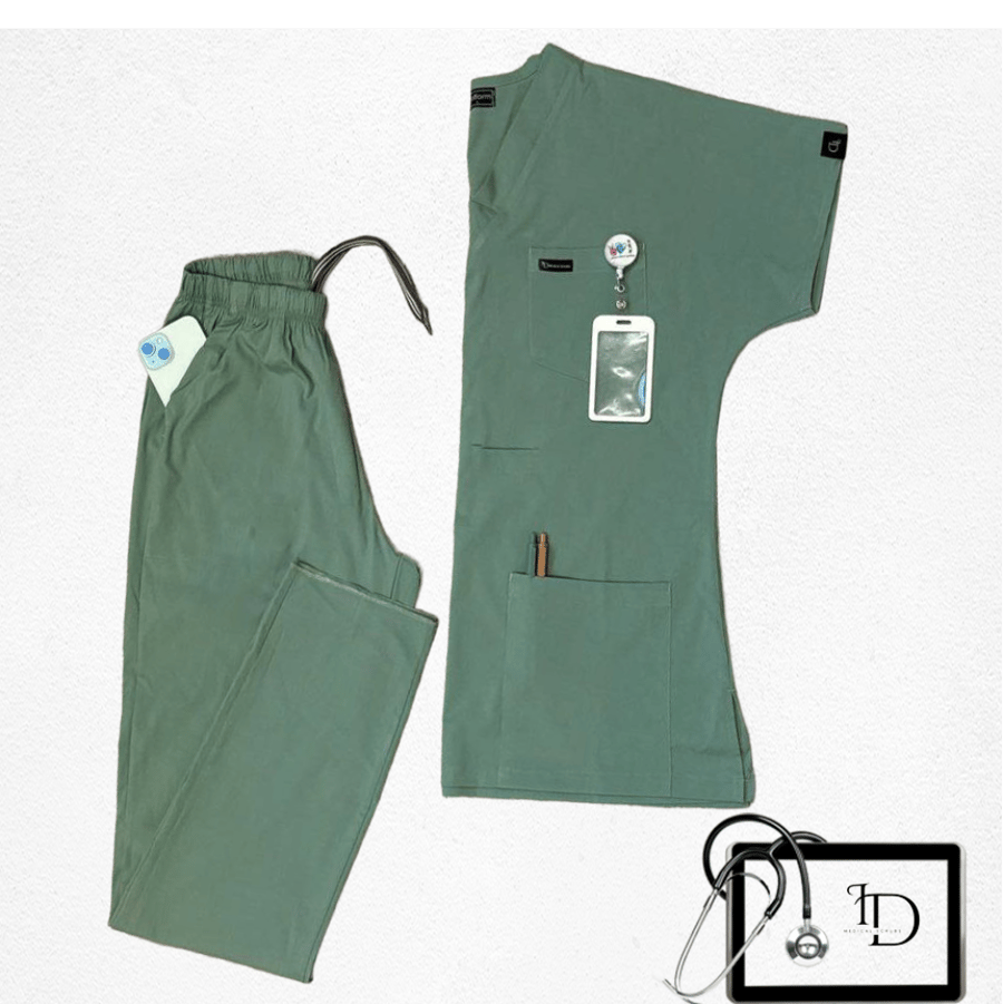 V-neck medical scrub in light green color F-001