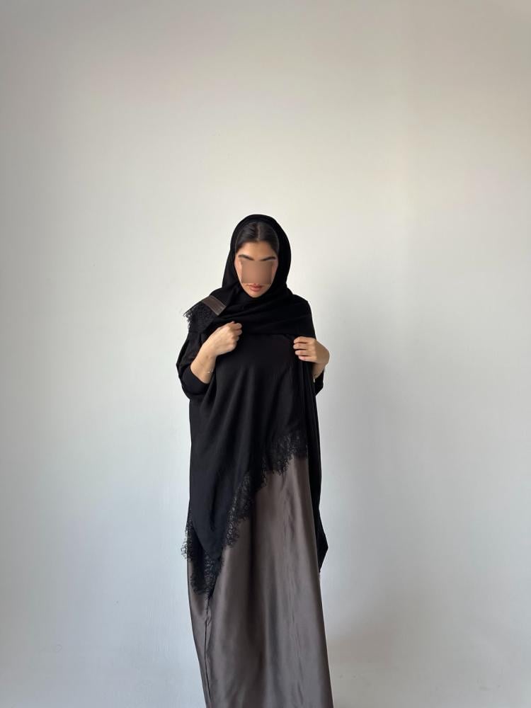 عباية ريل كريب وحرير نص بشت