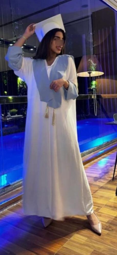 Sky-colored graduation abaya
