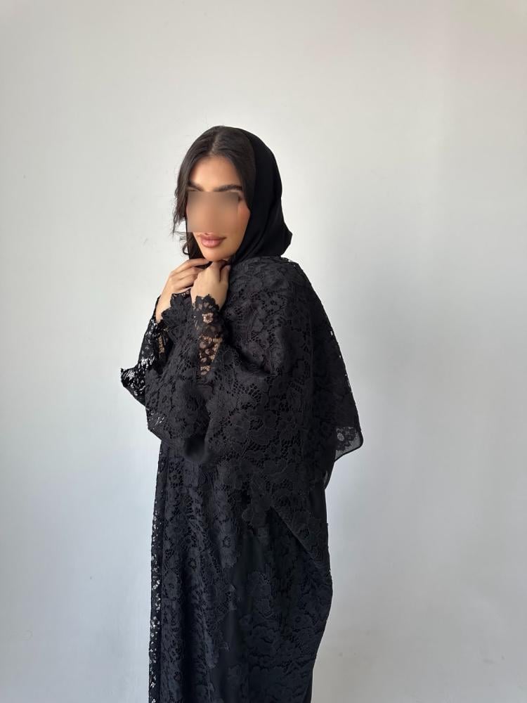 عباية تولين كريب ودانتيل