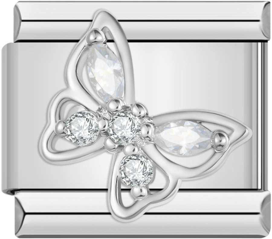 Silver butterfly charm with crystal