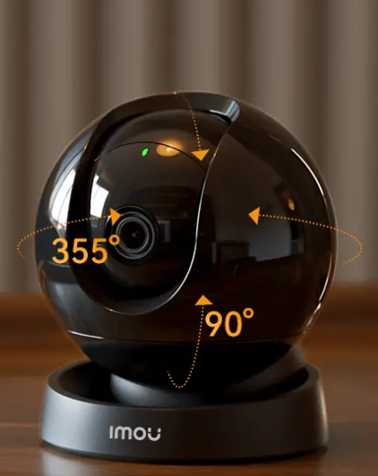 كاميرا مراقبة داخلي 5MP Rex 3D بعدسة 3.6mm، دوران أفقي 355° وعمودي 90°، رؤية ليلية حتى 10 متر، مع تخزين حتى 256GB.