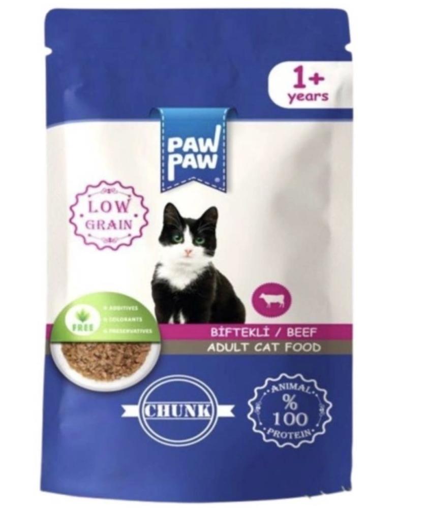 باو باو طعام رطب مع شرائح اللحم القطط البالغه 85ج