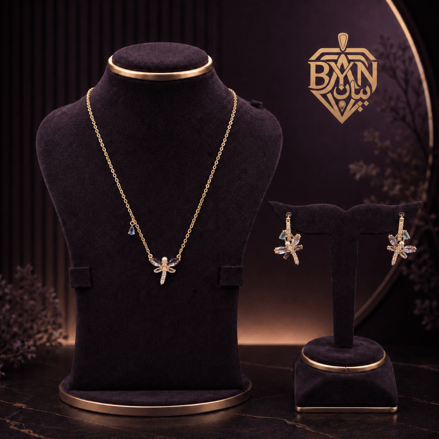 طقم سلسال وحلق النجمة اللامعة – زيركون
