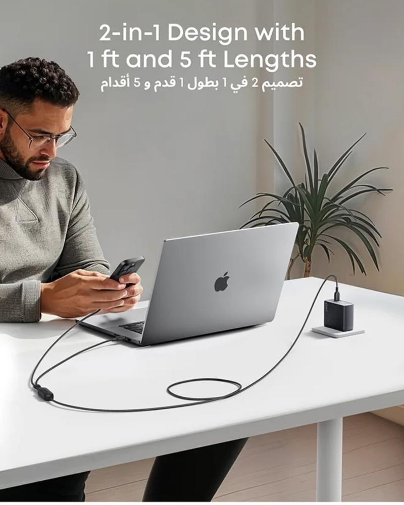كابل USB-C مزدوج من Anker بقوة 140W