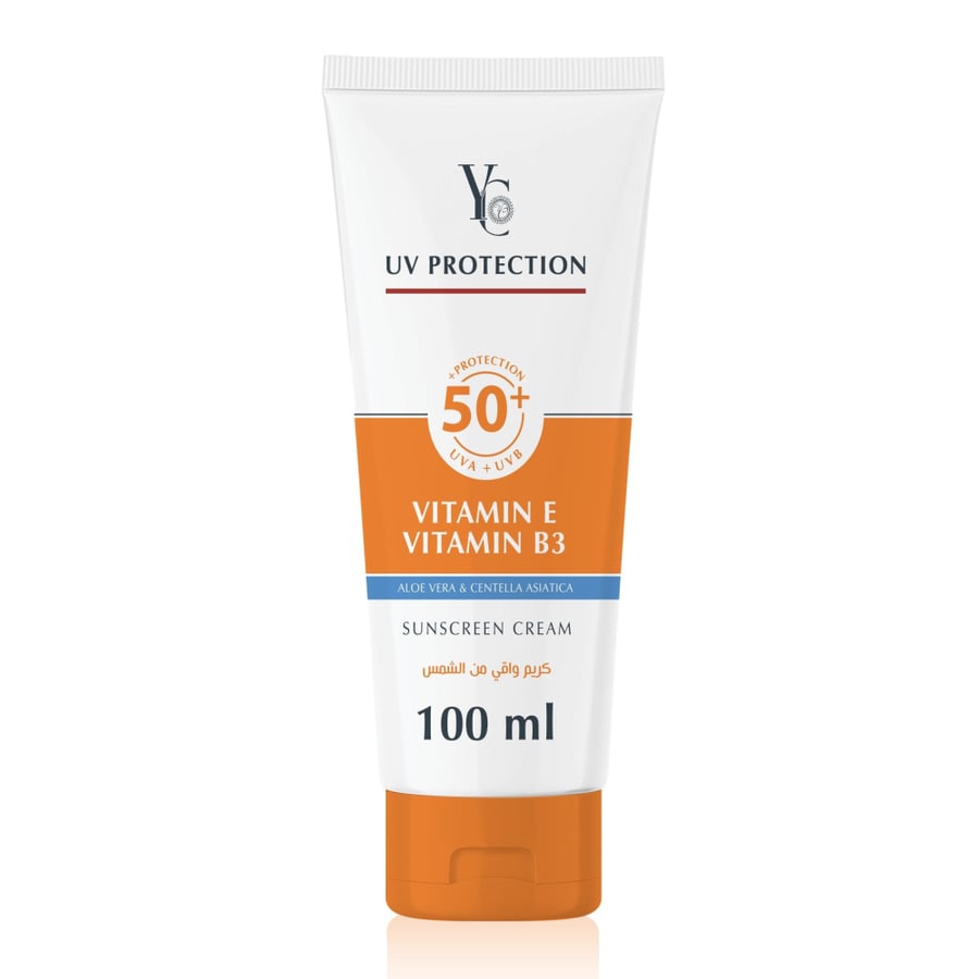 واي سي كريم واقي شمس حماية من الاشعة SPF 50 بلس فيتامين اي و ب3 100 مل