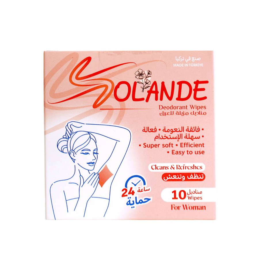 Solande Ultra Soft Deodorant Wipes 24H Protection for Women 10PCS