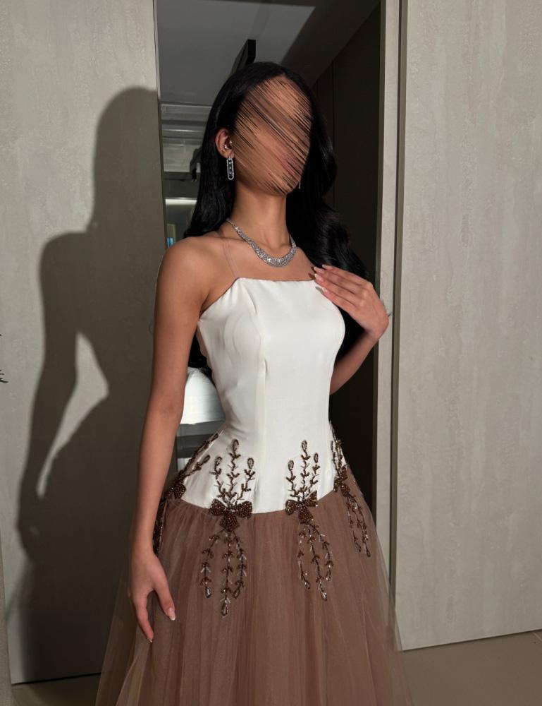 Evening dress A-line velvet embroidered