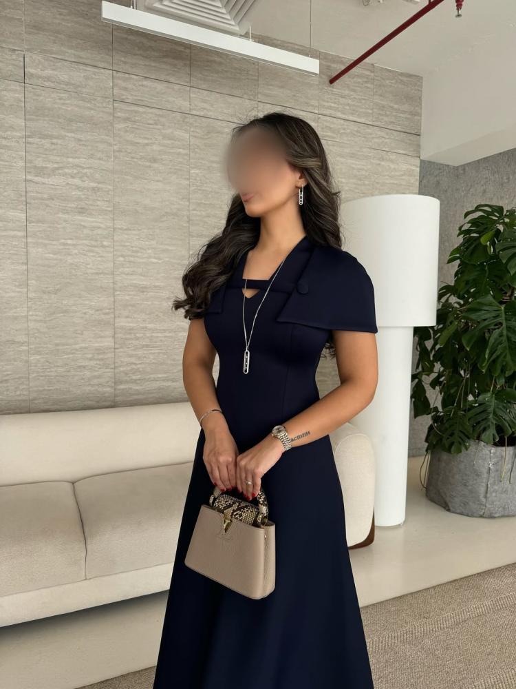 Mid-length navy blue dress