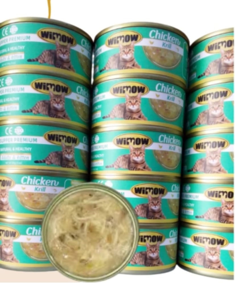 Vimo canned cat food 85g with chicken flavor and krill for small and large cats