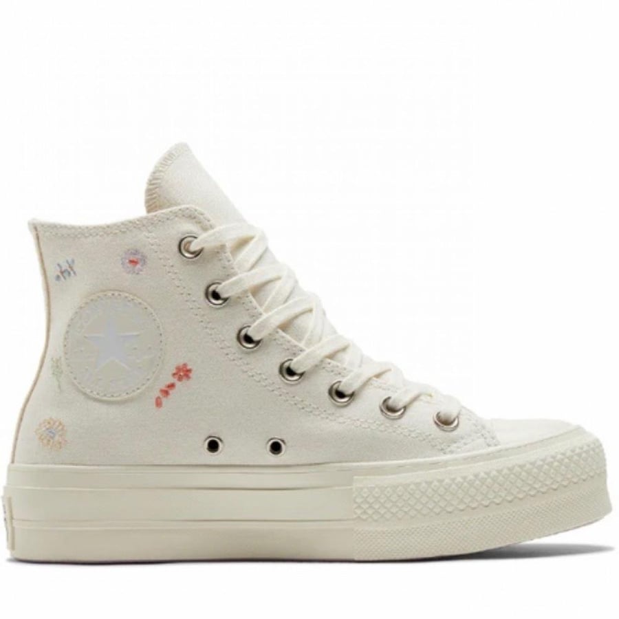 Wmns Chuck Taylor All Star Lift Platform 'Embroidered Floral - Egret'