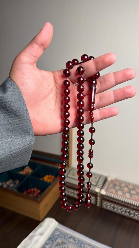 بكلايت تمليكة عنابي شفاف بخيط كحلي + عنابي