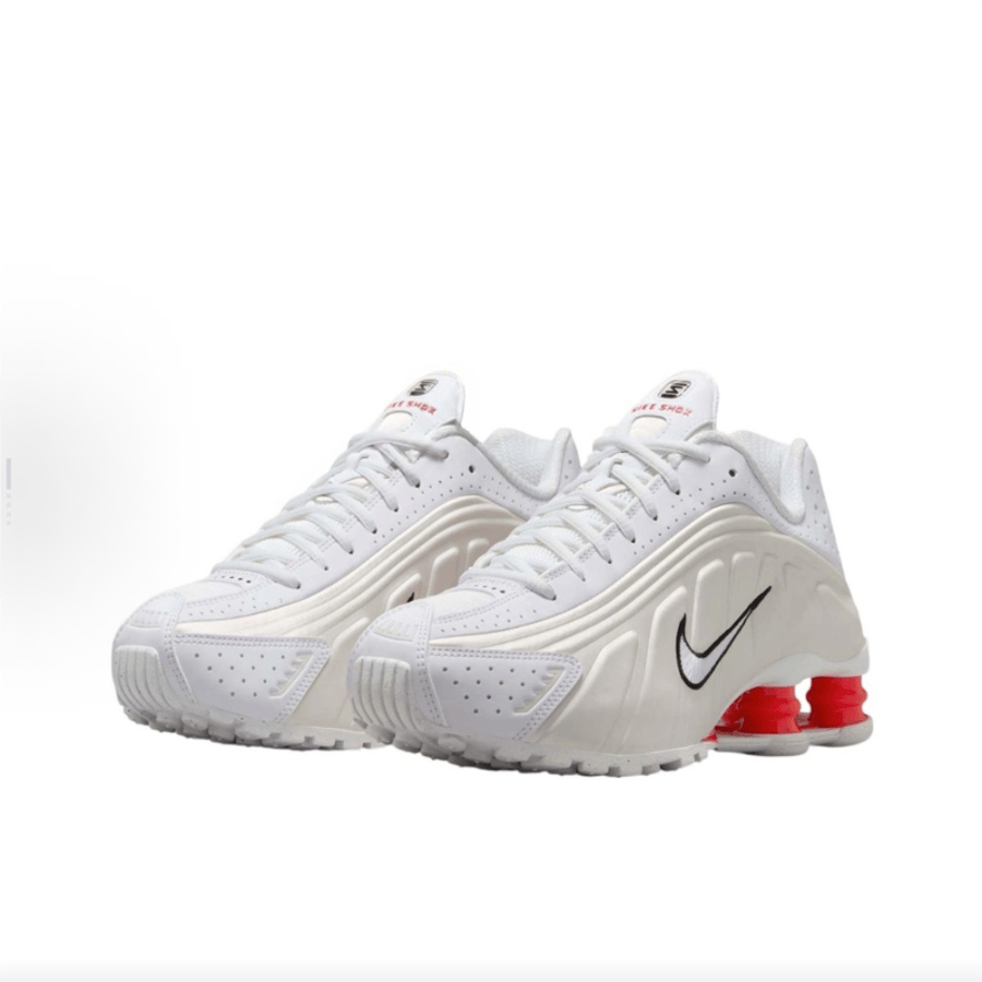 حذاء الجري Nike Shox R4 Sail Crimson للنساء مريح، متين، مسامي، أبيض AR3565103