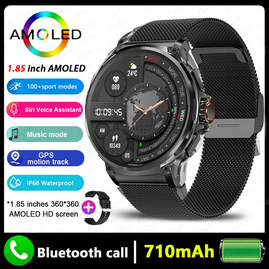 لهواوي Xiaomi GPS Track ساعة ذكية للرجال 1.85 بوصة HD AMOLED شاشة 710 Mah بطارية رياضية بلوتوث دعوة Smartwatch جديد