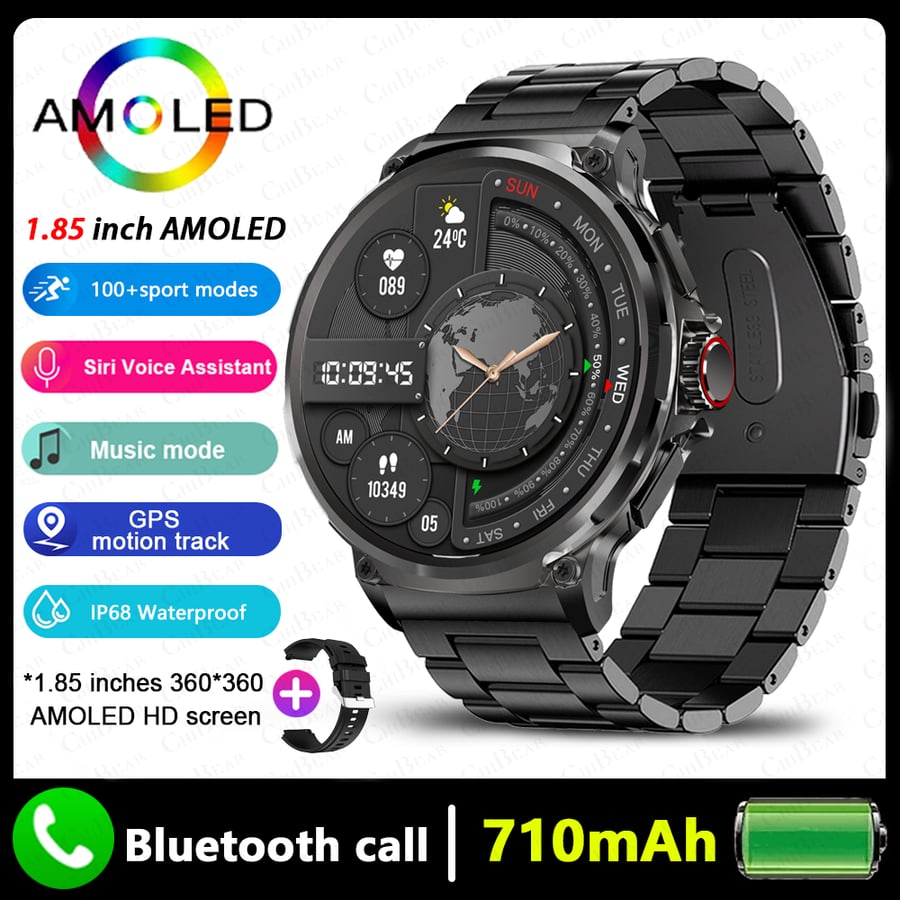 لهواوي Xiaomi GPS Track ساعة ذكية للرجال 1.85 بوصة HD AMOLED شاشة 710 Mah بطارية رياضية بلوتوث دعوة Smartwatch جديد