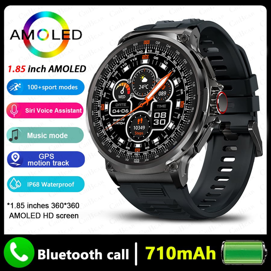 لهواوي Xiaomi GPS Track ساعة ذكية للرجال 1.85 بوصة HD AMOLED شاشة 710 Mah بطارية رياضية بلوتوث دعوة Smartwatch جديد