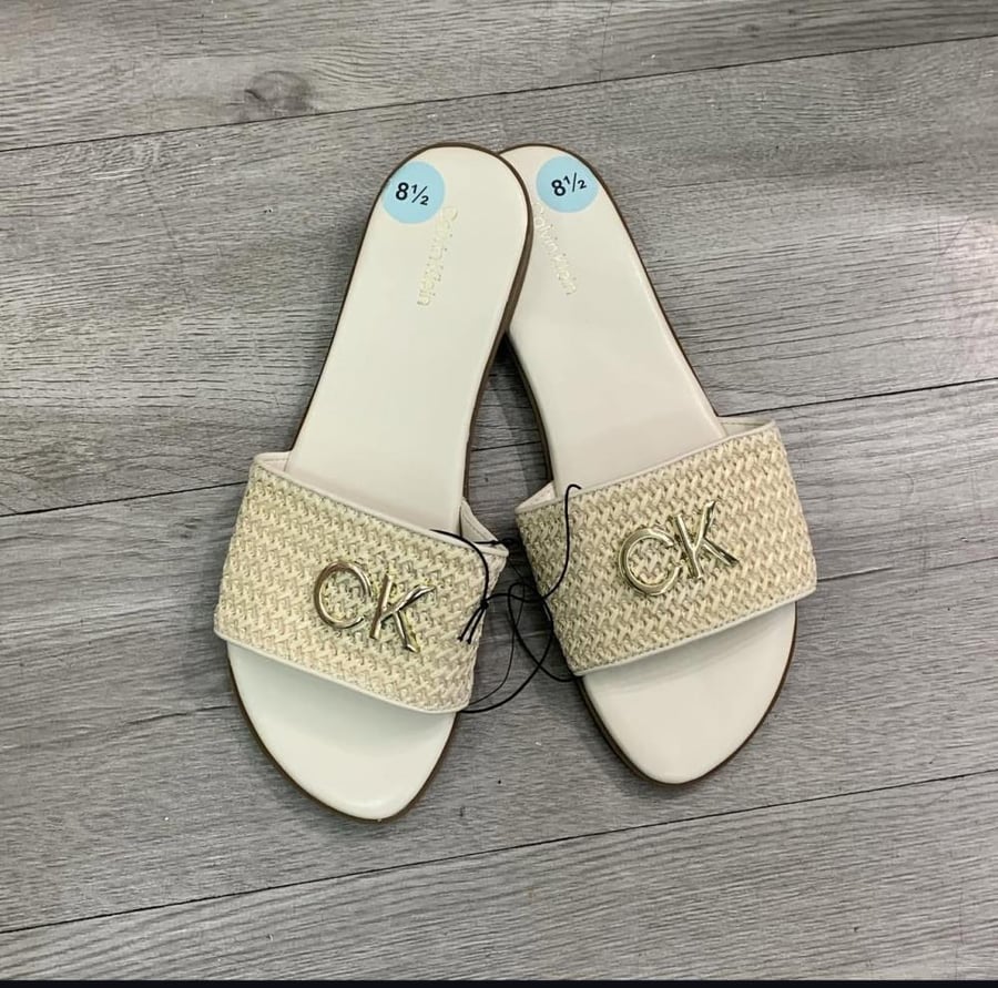 Calvin Klein white straw sandal size 39