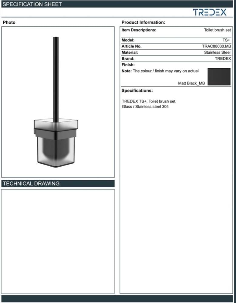 فرشاة مرحاض أسود موديل TS-TRAC88030 - تردكس TREDEX
