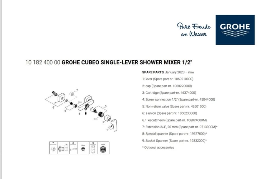 خلاط شطاف كروم CUBEO موديل 1018240000 - جروهي GROHE