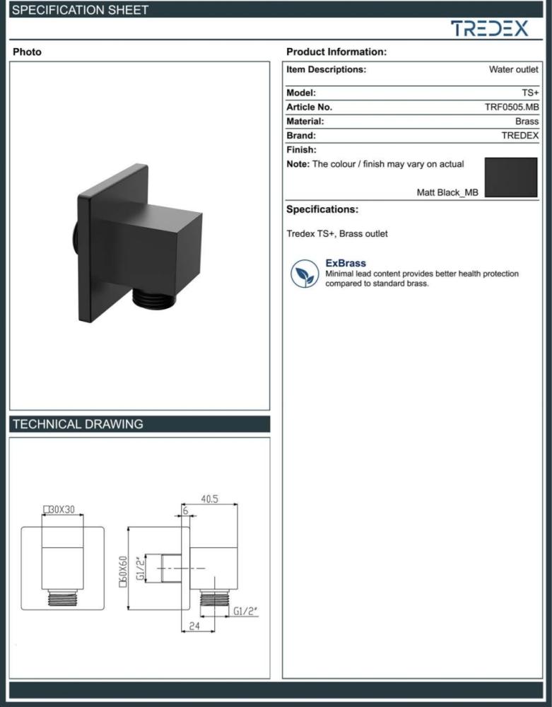 كوع صباب أسود موديل TS-TRF0505 - تردكس TREDEX