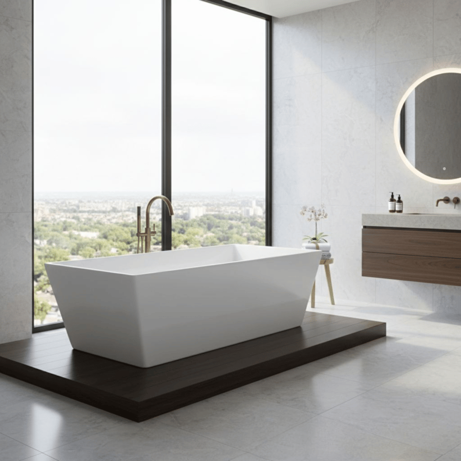 National classic rectangular acrylic bathtub with the handle 170×70×45 cm model 6020