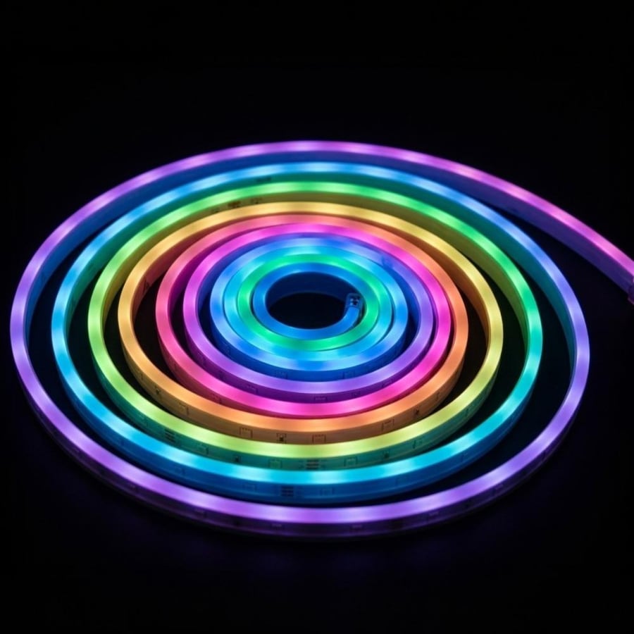 لي زينة ليد سيليكون ذكي 5 متر 12 فولت متعدد الألوان RGB مع ريموت ويعمل بالتطبيق - كراي Kray