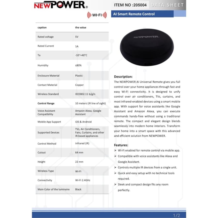 SMART IR light emitter for device control black - Newpower