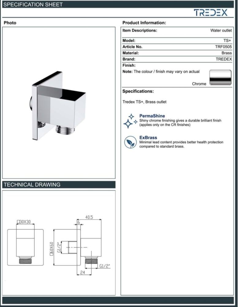 كوع صباب كروم موديل TS-TRF0505 - تردكس TREDEX