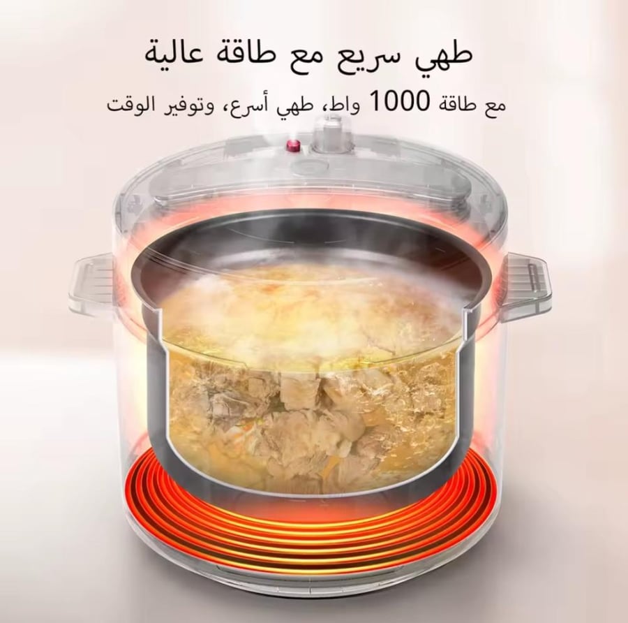 قدر ضغط كهربائي ٦ لتر ١٠٠٠ واط تصميم آمن متعدد الاستخدامات ١٢ في ١