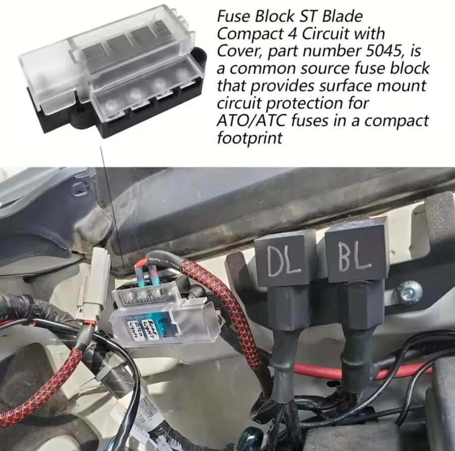 External fuse box 4, 6, and 12 inputs for connecting any additions to the car