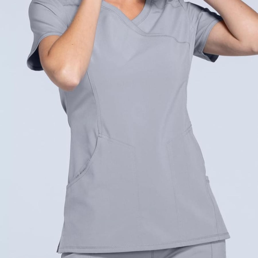 طقم سكراب كامل ماركة شروكي - إنفينيتي  / Cherokee - Infinity Women's Mock Wrap Solid Scrub Top / Infinity Women's Rib Knit Drawstring Waist Scrub Pant