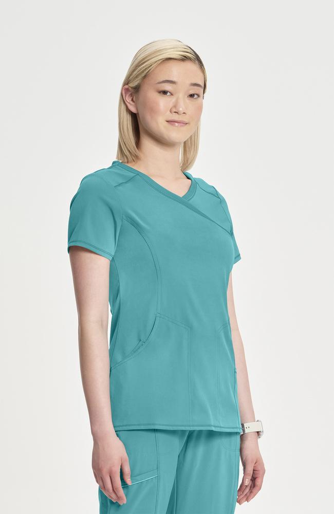 طقم سكراب كامل ماركة شروكي - إنفينيتي  / Cherokee - Infinity Women's Mock Wrap Solid Scrub Top / Infinity Women's Rib Knit Drawstring Waist Scrub Pant
